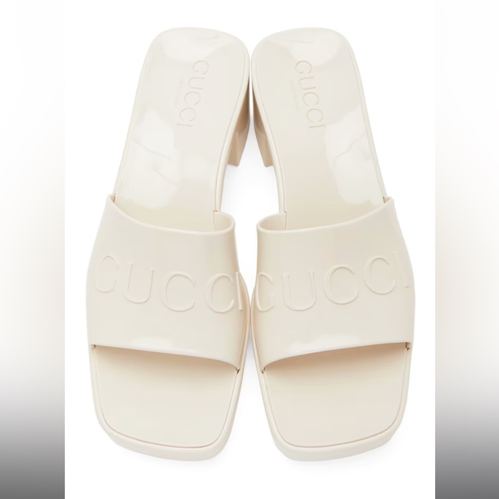 GUCCI
Off-White Rubber Slide Heeled Sandals